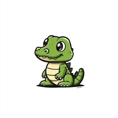 Obraz premium Cute cartoon crocodile illustration, children's book, white background
