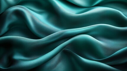 Obraz premium Black dark teal jade emerald sea aventurine green abstract background Silk satin fabric Glitter shimmer Color gradient Line stripe wave shadow Drapery curtain Luxury elegant subtle