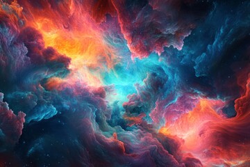 Celestial Nebula Cosmic Cloudscape Vivid Hues