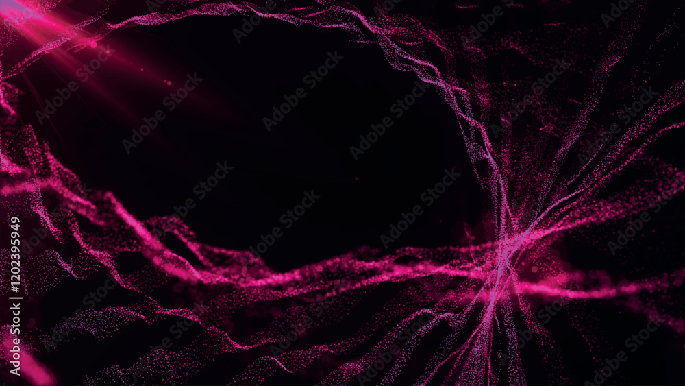 Poster futuristic point wave of particles. visualization of sound waves. dark background. technology or sci