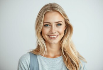 Naklejka premium Serene Nordic blond female portrait with soft focus on eyes