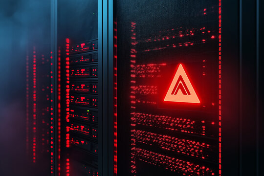 Server Shutdown: Data Overload. Visualizing massive data loss and system failure. Futuristic        