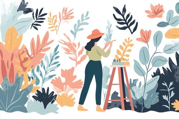 Person painting a colorful mural on a wall.