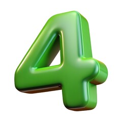 Obraz premium Shiny green number four in 3D design for playful branding, copy space