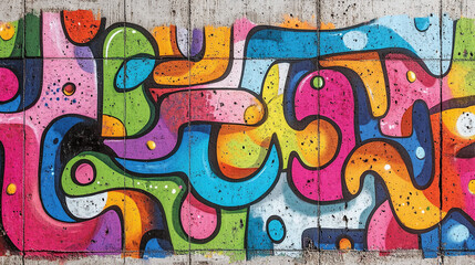 Vibrant Abstract Graffiti Art on Concrete Wall