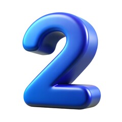 Vibrant 3D blue number two for modern design projects, copy space