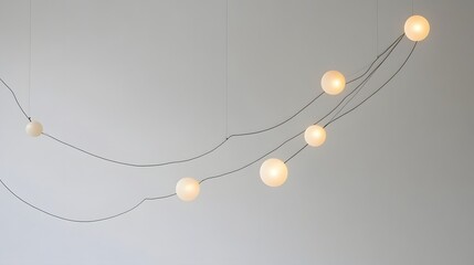 Obraz premium Modern spherical light fixtures hang elegantly against a wall