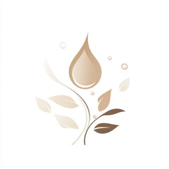 Fototapeta premium Minimalist Drop with Leafy Botanical Design