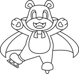 Bear Halloween Ice skating Animal Vector Graphic Art Illustration
