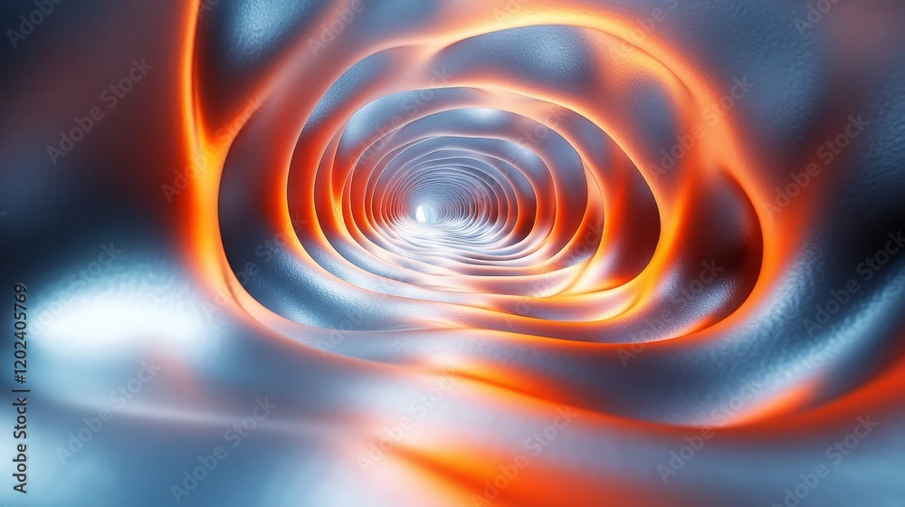 Wall mural A spiral tunnel with orange and blue colors