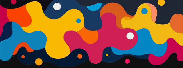 Abstract wavy background. Colorful vector illustration with wavy shapes and circles.