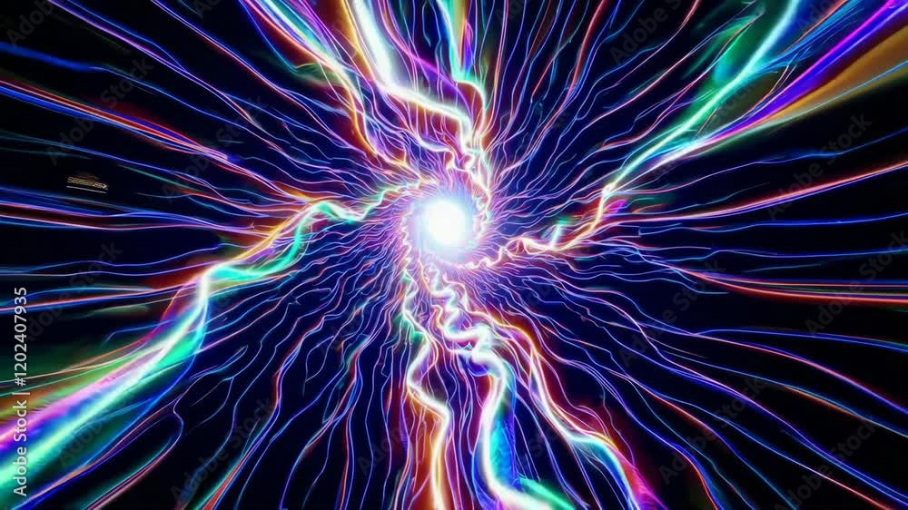 Wall mural travel through colorful wormhole vortex in deep space. interstellar cosmic exploration concept. gala