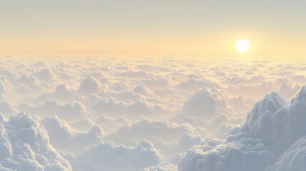 Serene Sunrise Over Soft Cotton Clouds in a Peaceful Skyscape