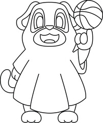 Dog Halloween Basketball Animal Vector Graphic Art Illustration