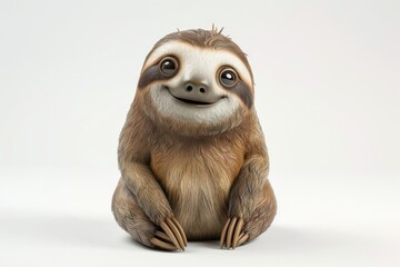 Cartoon style sloth character with cute smile for creative projects