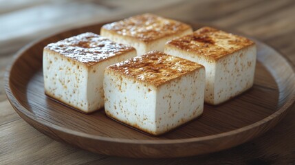 Deliciously Grilled Marshmallows on Wooden Plate for Dessert Treats