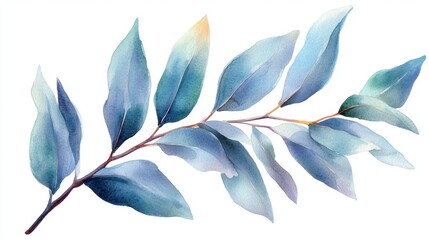 Obraz premium Delicate Watercolor Leaf Illustration on White Background