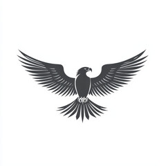 Fototapeta premium Majestic Black Eagle Icon with Spread Wings