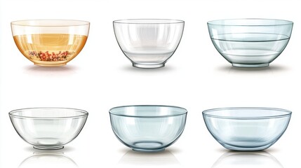 Various Transparent Bowls in Distinct Shapes and Sizes Collection