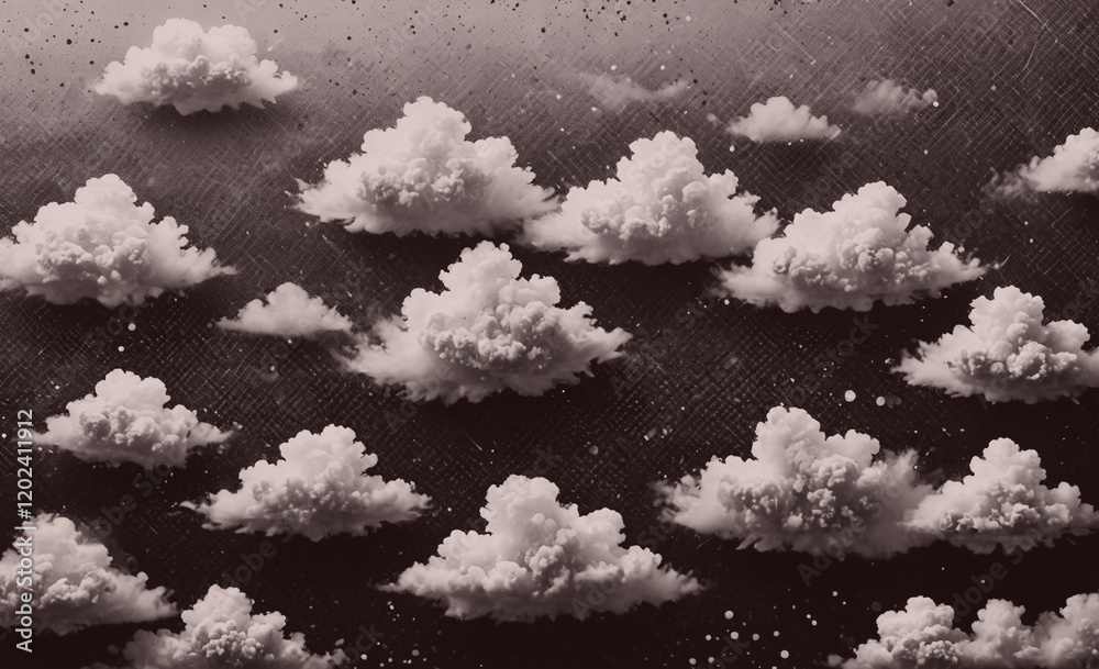 Aufkleber a black and white photo of clouds with a moody, dreamy atmosphere. the clouds are scattered througho
