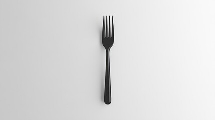 Black Plastic Fork on Minimalist White Surface with Soft Lighting