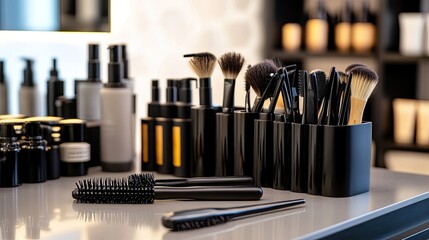 Stylish arrangement of beauty tools showcases elegance and funct