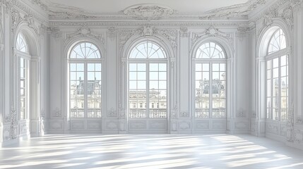 Bright and Airy Classic Room with Large Windows and Elegant Decor