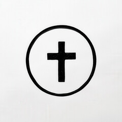 Obraz premium Minimalist Black Cross Inside a Circle
