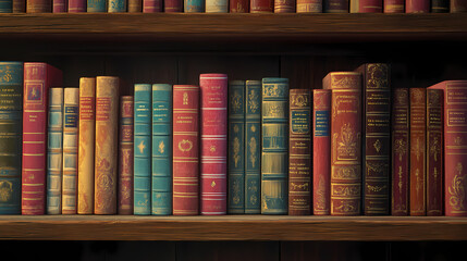 Naklejka premium library filled shelf