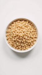 Fototapeta premium Vibrant vegan dish featuring sorghum grain in muted colors against a white backdrop healthy plant-based