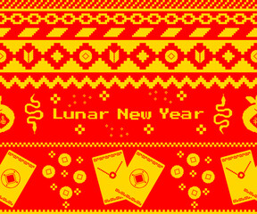 Year of the Snake Pixel Art: A festive pixelated design celebrating the Chinese zodiac.