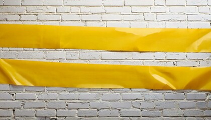 duas faixas fitas adesivas coladas sobre parede branca de tijolos - Generated image