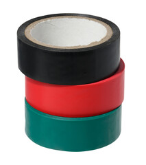 Stack of rolls of electrical tape on isolated background