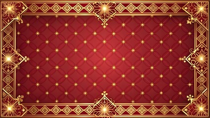 Geometric Gold Frame with Red Art Deco Pattern