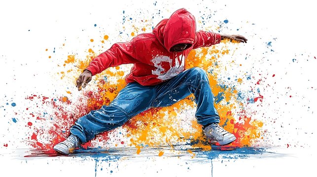 A breakdancer in mid air showcasing dynamic movement and style