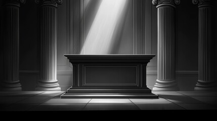 Grand Interior Architectural Design with Columns and Table