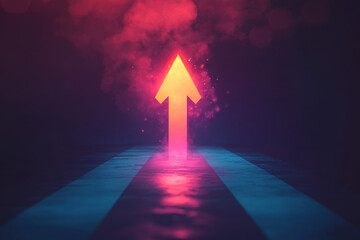 Fototapeta premium Growth up arrow sign business success graphic design on illustration concept web banner background of abstract direction icon symbol market trend or increase money forward target startup presentation