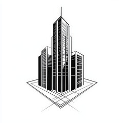 Fototapeta premium Isometric Skyscraper Design Symbolizing Urban Planning and Development