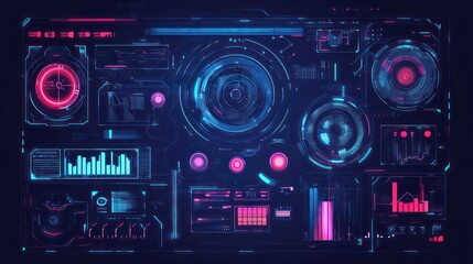 Abstract style on a blue background. display in futuristic cyberpunk style.