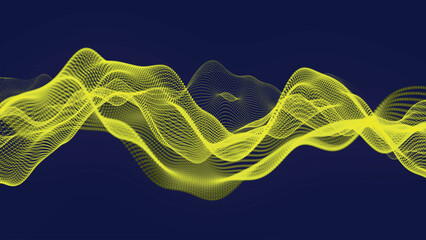 Futuristic point wave of particles. Visualization of sound waves. Technology or science banner. Abstract digital 3D wave. Vector illustration.