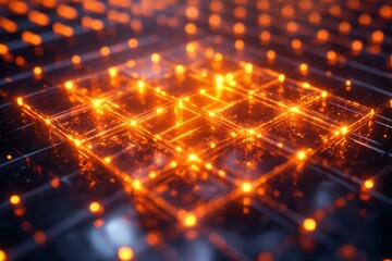 Obraz premium Illuminated Grid Network Digital Abstract Design