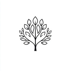 Obraz premium Stylized Tree with Leaves Symbolizing Growth and Nature