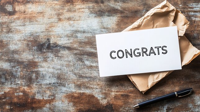 Congratulations Card on Wooden Table