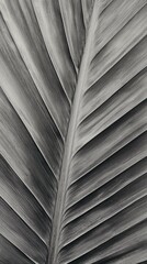Monochrome palm leaf detail with intricate lines, natural elegance in design