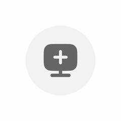 computer plus add icon sign vector