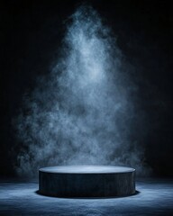 Illuminated Circular Stage with Fog