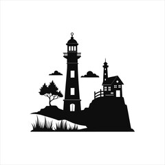Timeless Lighthouse Silhouette Vector Clipart for Coastal Themes