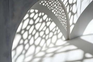 Obraz premium Architectural Light and Shadow Play: Intricate Latticework Casts a Mesmerizing Pattern