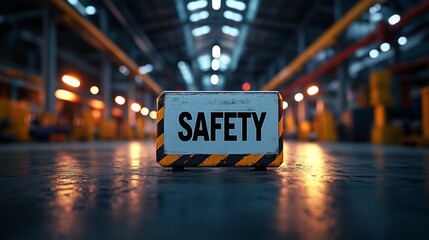 Safety Sign in Industrial Warehouse