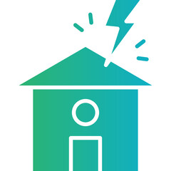 Lightning Striking House icon single vector illustration